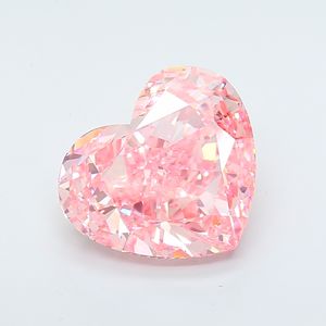 Bague de fiançailles haut de gamme avec diamant CVD de 18,88 carats, taille cœur, rose vif fantaisie, clarté VS2, certifié IGI - Product Image 1