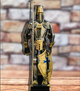 Traje de armadura portátil de acero Battle Warrior Traje de armadura de caballero templario de alta calidad más vendido | Caballeros cruzados - Product Image 1