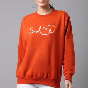 เสื้อสเวตเตอร์คอกลมแฟชั่นใหม่สำหรับผู้หญิงผ้าคอตตอนพิมพ์ลายสีพื้นสำหรับฤดูหนาว - Product Image 5