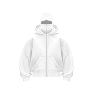 Sweat-shirt à capuche double balaclava d'hiver Y2K, doublure unie, ample, sweat-shirt pour hommes - Product Image 4