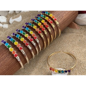 Colorful Gold & Silver Plated Fashion Beaded <b>Bracelet</b> Vibrant <b>Rainbow</b> Gemstones for Resale Appeal - Product Image 1