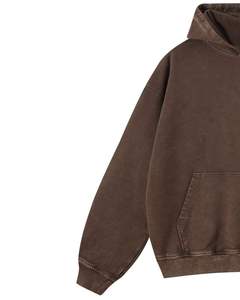 Sweat à capuche oversize vintage marron unisexe en molleton de coton épais, style streetwear, délavé marron, avec poche kangourou, décontracté - Product Image 3