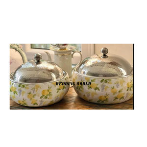 Ensemble de deux casseroles en métal Meilleure qualité Casserole design faite à la main Forme ronde Chauffe-plat en métal en gros - Product Image 1