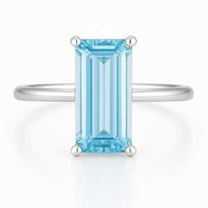 แหวนบุษราคัมสีฟ้า5กะรัตแหวนเงิน92.5ชุบโรเดียมสำหรับงานแต่งงานหรือโอกาสอื่นๆ - Product Image 4