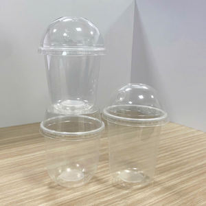 Quang Quan 95mm Vaso de plástico transparente desechable 500ml 17oz Pared simple con tapa inferior en forma de U para café helado y helado - Product Image 5