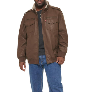 Blouson aviateur en cuir de vachette marron pour homme, personnalisable, vintage, vente en gros - Product Image 5