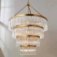 Lustre moderne en cristal de luxe, rond, doré, multi-niveaux, hautement décoratif pour villa, post-moderne, rotatif, pour escalier, plafonnier