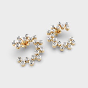 Pendientes de Diamantes Cultivados en Laboratorio con Certificación IGI, Diseño de Corazón, Oro Amarillo/Rosa/Blanco de 18K, Pendientes de Diamantes en Racimo con Forma de Corazón - Product Image 3