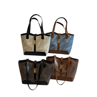 Bolso Tote de Gran Capacidad, Estilo Vintage, para Mujer, Impermeable, Estilo Coreano, Cierre Abierto, de Alta Gama, para Otoño Invierno 2026