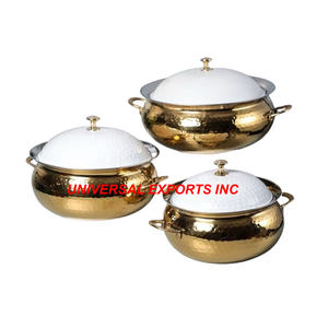 ชุดหม้อไฟทรงกลม3ชิ้นทำจากโลหะทำมืออุ่นอาหารดีไซน์แบบอาหรับ - Product Image 2