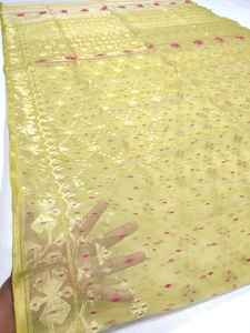 Exclusif Deshi Dhakai Jamdani Sharee de haute qualité pour les femmes JAMDANI FABRIC Bleu ROUGE VERT Doré Bleu Ciel du Bangladesh - Product Image 2