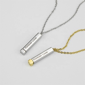 Vendita diretta in fabbrica gioielli personalizzati in acciaio inossidabile placcatura in oro 18 carati con incisione laser collana con <span class=keywords><strong>nome</strong></span> personalizzato stereo telescopico - Product Image 4