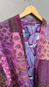 Veste matelassée en coton faite à la main manteau court d'hiver réversible Patchwork Design lettre motif cadeau parfait pour elle - Product Image 3