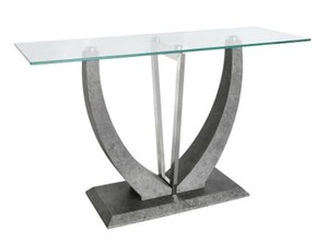 Mesa de consola de metal de acero con tapa de cristal contemporáneo de la mejor calidad, acabado de níquel plateado, muebles de sala de estar, precio al por mayor lateral - Product Image 4