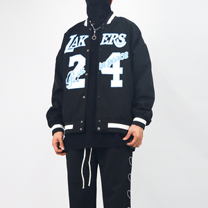 Chaqueta universitaria de alta calidad hecha a medida, chaqueta de béisbol con letras y cuello levantado con logotipo de impresión Digital bordado de chenilla - Product Image 3