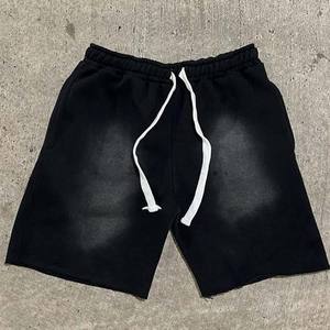 Shorts de jogging streetwear personnalisés avec logo imprimé, 100 % coton, ourlet brut vieilli, coupe brute, délavage acide, haute qualité, vente en gros - Product Image 1
