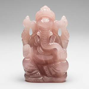 Sculpté à la main cadeau d'affaires Ganesha Statue Figurine Quartz Rose pierre précieuse semi-précieuse artisanat gravé en Inde cristal de guérison - Product Image 4