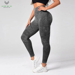 Collants de Sport élastiques taille haute pour femmes pantalons de Yoga de Fitness sans couture Scrunch bout à bout Spandex/Leggings en Nylon pour vêtements de sport teints - Product Image 6