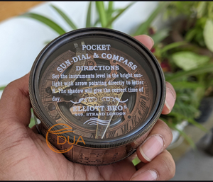 เข็มทิศแบบพกพาสไตล์โบราณ พร้อมกล่องหนังทำมือ ของขวัญสำหรับนักสะสมงานศิลปะและการเดินเรือโบราณ ทำจากทองเหลือง - Product Image 5