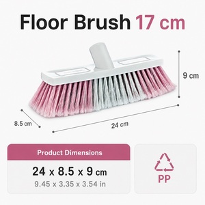 Brosse de sol en plastique écologique durable de 17 cm, poils doux, outil de nettoyage pour carrelage, bois dur, béton, utilisation multi-surfaces - Product Image 2