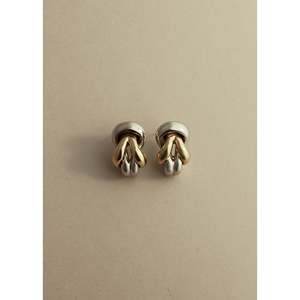 Pendientes de Cuerda Bicolor Vintage con Baño de Oro Rosa, Forma de Corazón con Diamante de Corte Princesa y Perla, Modernos para Boda o Compromiso - Product Image 1