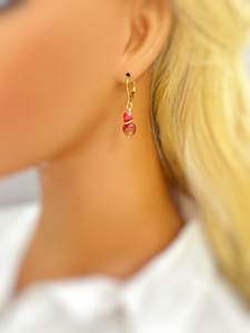 Petites conceptions pastèque Tourmaline boucles d'oreilles balancent goutte boucle d'oreille rose et vert Quartz léger pierre de naissance bijoux pour les femmes - Product Image 4