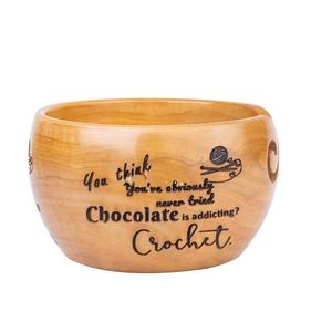 Cuenco de almacenamiento de hilo hecho a mano con ventana tallada Crochet tejido de madera natural 7X 3 pulgadas antiguo y moderno - Product Image 2