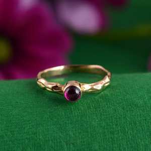 Exclusive DesignerBrass <b>Ring</b> Amethyst Boho Metal <b>Rings</b> Women 18k Gold Plated <b>Dainty</b> Minimalist Bamboo Band Wholesale/OEM/ODM - Product Image 1
