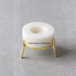 Modern Round <b>Black</b> Marble Decorative <b>Candle</b> <b>Holder</b> With Golden Metal Frame <b>Pillar</b> <b>Candle</b> Stand for Home Decoration - Product Image 3