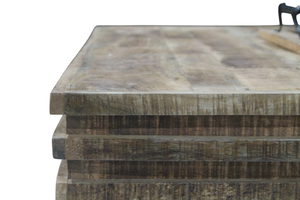 Table basse en bois de manguier et métal de la collection Bustle, design moderne, luxueux, écologique, durable et de haute qualité, couleur tabac, pour salon - Product Image 2