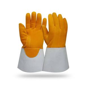 Guantes de cuero de soldadura Tig Guantes DE SEGURIDAD duraderos Guantes de cuero divididos resistentes al calor para uso industrial - Product Image 1
