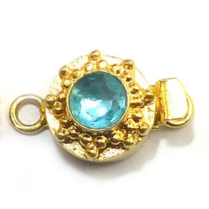 <b>Blue</b> <b>Topaz</b> Gemstone 1 2 3 Strand Jewelry Making Clasp B623 18K Gold Plated Shape Box with 21X12MM Size" - Product Image 1