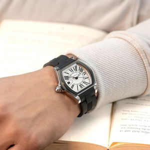 Reloj automático de lujo con forma de Tonneau para hombre, esfera con pantalla de fecha, correa de goma negra, reloj de pulsera informal de acero inoxidable para negocios - Product Image 5