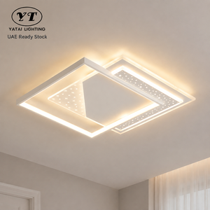 Plafonnier LED moderne carré en acrylique et fer, à intensité variable, trois couleurs, avec télécommande, pour salon, chambre à coucher. - Product Image 1