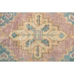 Alfombra de 1.4x2.6 pies, Alfombra Turca Vintage, Alfombra de Lana a Cuadros Azul y Marrón - Product Image 5