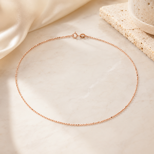 Collana con Catena a Sfere Scintillanti in Argento Sterling 925 Placcato Oro Rosa 0,8mm 45cm 1,14g con Chiusura a Molla Gioielli da Donna - Product Image 3