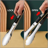 Pince moderne en métal couleur noir et argent, idéale pour les ustensiles de cuisine, la maison et les outils et gadgets de table.