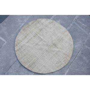 Tapis turc moderne fait à la main de grande surface 2.6x1,6 pieds Jute beige avec support en latex au design patchwork pour le couloir ou la chambre - Product Image 2