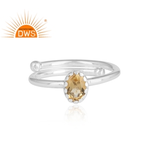 Nuevo diseño 925 Plata de ley fina Citrino natural Piedra preciosa Anillo ajustable Fabricante de joyas - Product Image 2