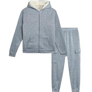 Conjunto de 2 piezas de chándal para niños y niñas, chándales de invierno cálidos peludos para correr, chándal con cremallera para niños y niñas, transpirable, logotipo personalizado - Product Image 6