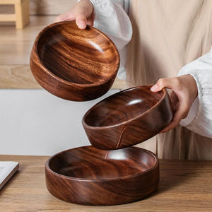 Cuenco decorativo de madera tallado para servir comida y decoración del hogar utensilios de cocina de madera con logotipo personalizado y tamaño de madera natural hecho a mano - Product Image 3