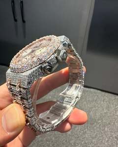 Reloj Personalizado de Lujo con Diamantes de Imitación VVS Moissanite, Estilo Hip Hop, Oro Rosa, Diseño Antiguo, Esfera de Cristal de Cuarzo, Manecillas de Aleación - Product Image 3