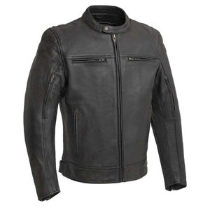 Breathable Waterproof Windproof Winter Men Leather Jacket Coated <b>Canvas</b> Vintage 100% High Quality Solid Color Casual Design for - Product Image 1