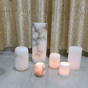 Venta al por mayor de fábrica de bajo precio de diseño personalizado de piedra de ónix natural tarros de vela Venta caliente soporte de vela para la decoración del hogar de Navidad - Product Image 1