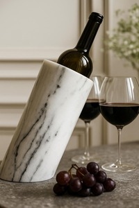 Soporte de mármol blanco hecho a mano para vino, Enfriador de botellas de piedra Natural, elegante enfriador de bebidas y utensilios para Bar moderno, regalo de cocina - Product Image 3