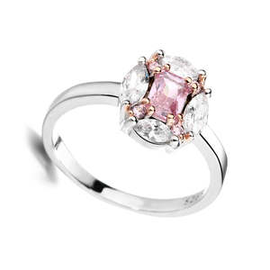 Princess Cut Bubble Gum Pink Sapphire Engagement <b>Ring</b> Geometric Fine Sterling <b>Silver</b> Platinum Rhodium IGI Certified <b>Opal</b> <b>Ring</b> - Product Image 1