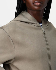 Sudadera con capucha y cremallera para mujer de lana de algodón 100% hecha en fábrica, estilo informal de invierno de peso pesado, con capucha, parte delantera de talla grande, ajuste holgado Street - Product Image 3