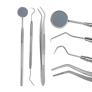 Kit d'instruments d'examen dentaire en acier inoxydable de base, 3 pièces, ensemble d'instruments de diagnostic, miroir dentaire, sonde, pinces dentaires - Product Image 1