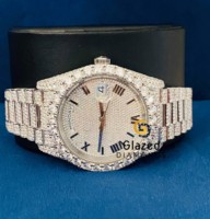 Montre mécanique de luxe exclusive pour homme en acier inoxydable, entièrement sertie de moissanite, design hip-hop, diamants taillés VVS, analogique