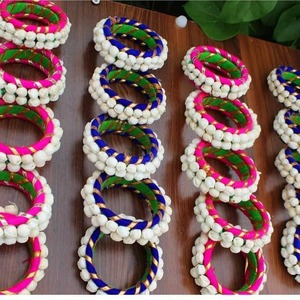 Conjunto de brazaletes indios de hilo de seda al por mayor para mujeres y niñas, brazaletes para fiesta de boda, pulseras de pulsera indias - Product Image 2